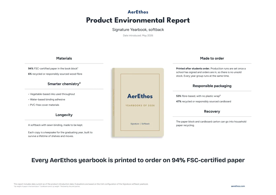 Signature softback environmental report, page one