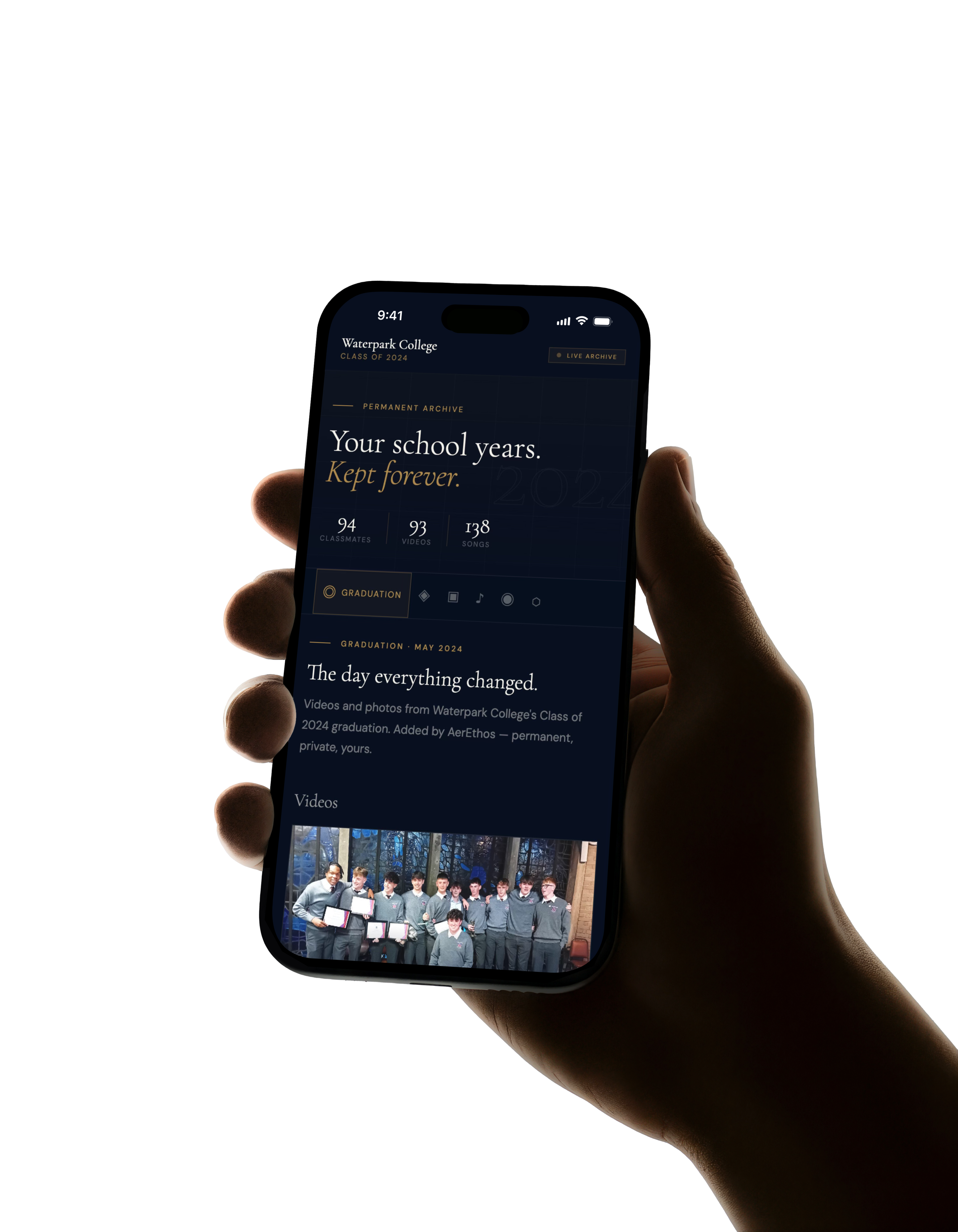 AerEthos Vision — real yearbook on iPhone